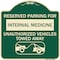 Signmission Reserved Parking for Internal Medicine Unauthorized Vehicles Towed Away Aluminum, A-DES-G-1818-23095 A-DES-G-1818-23095 - alternate 1